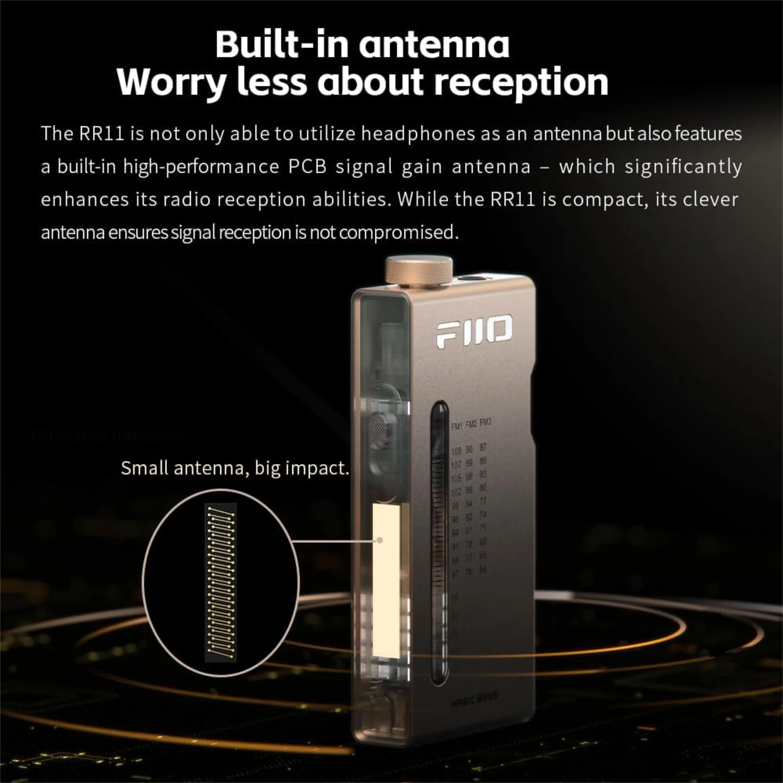 FiiO R11 Portable FM Radio Stereo Receiver Aluminium Body with Earbuds Silver - Image 6