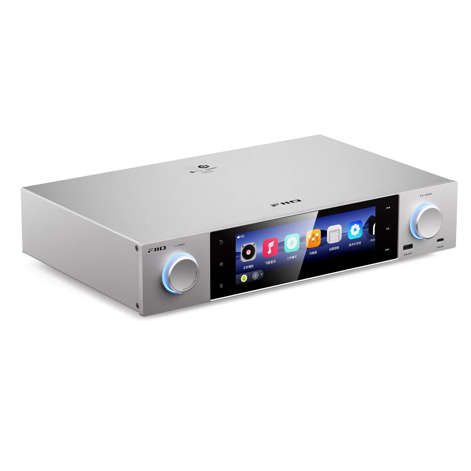 FiiO S15 Desktop Hi Res Audio Music Streamer 7.84 Inch Display Android 12 Silver - Image 3