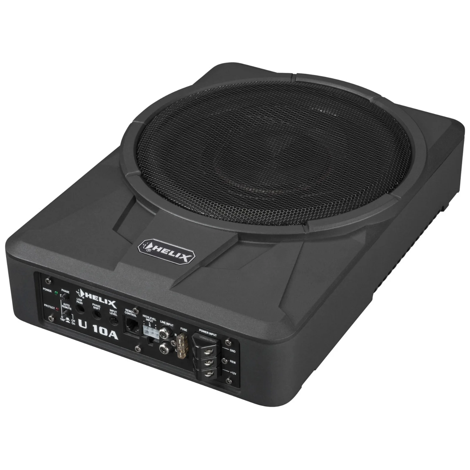 Helix U 10A Underseat Sub Compact 10 Inch Active Subwoofer with Bass Remote