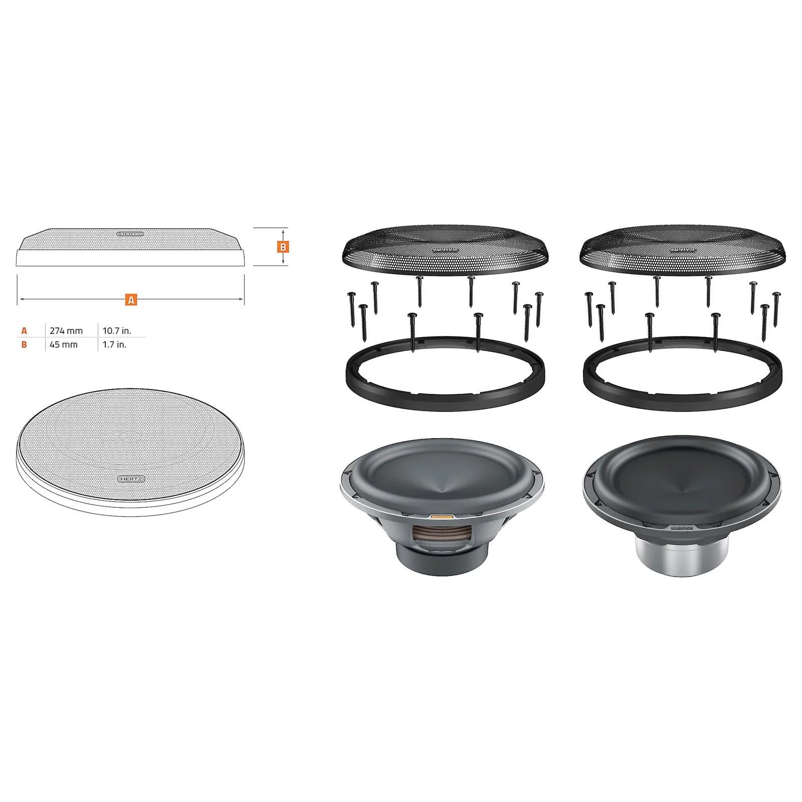 Hertz Mille Pro MG 250.3 10 Inch Steel Mech Sub Grille Pro & Legend Subwoofer - Image 2