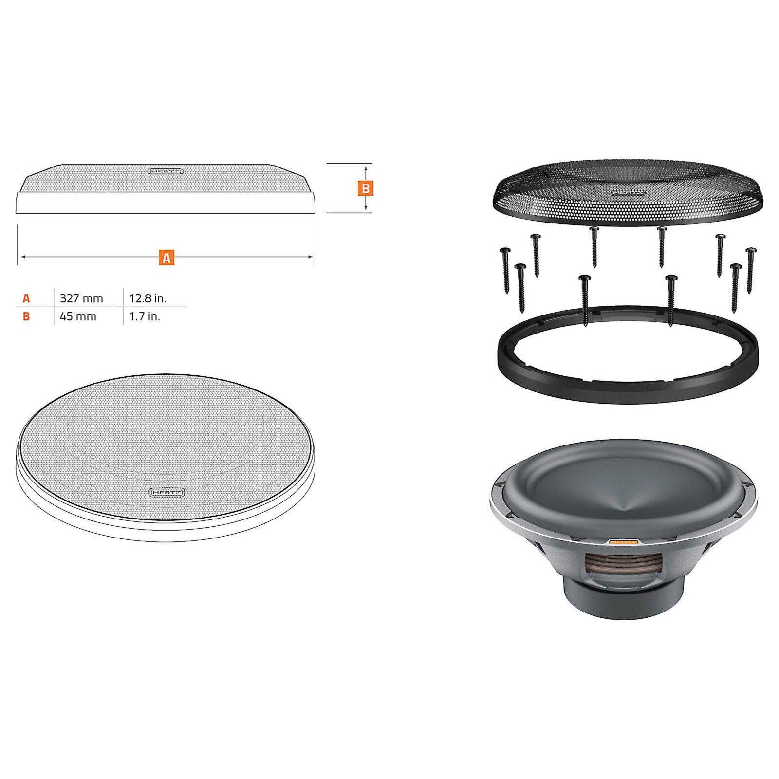 Hertz Mille Pro MG 300.3 12 Inch Steel Mech Sub Grille MP 300 D2 & D4 Subwoofer - Image 2