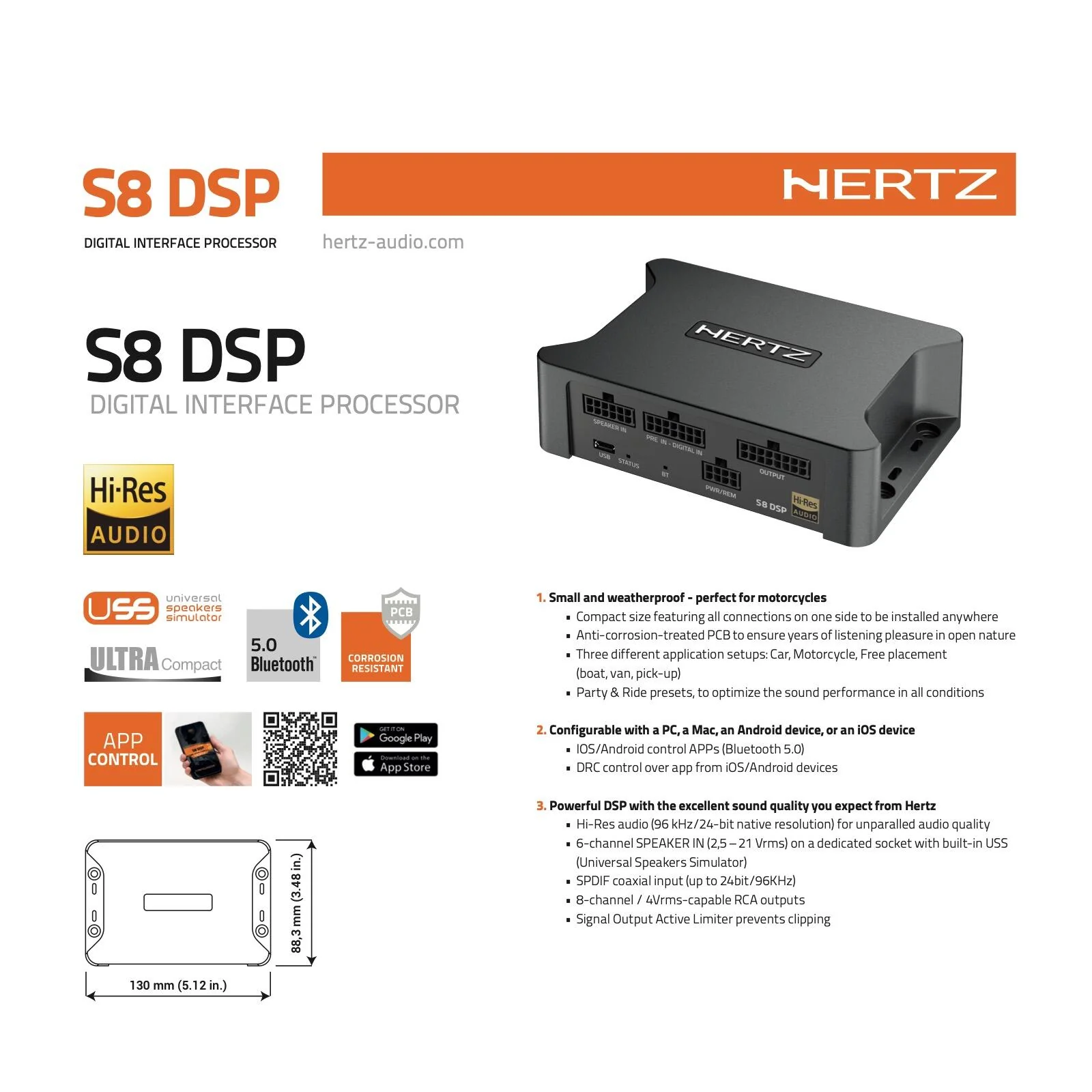 Hertz S8 DSP 8 Channel Compact HI Res App Controlled Digital Sound Processor - Image 5