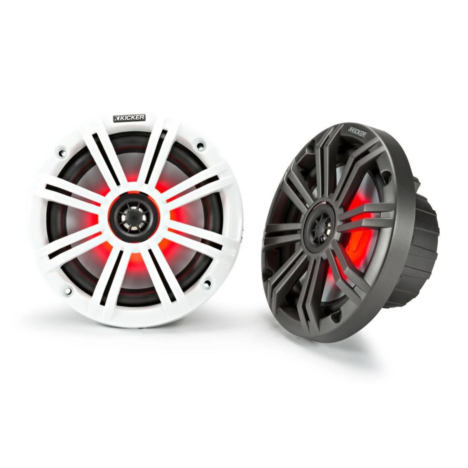Kicker Marine 45KM654L Speakers KM 6.5" Coaxial White & Charcoal LED Grills