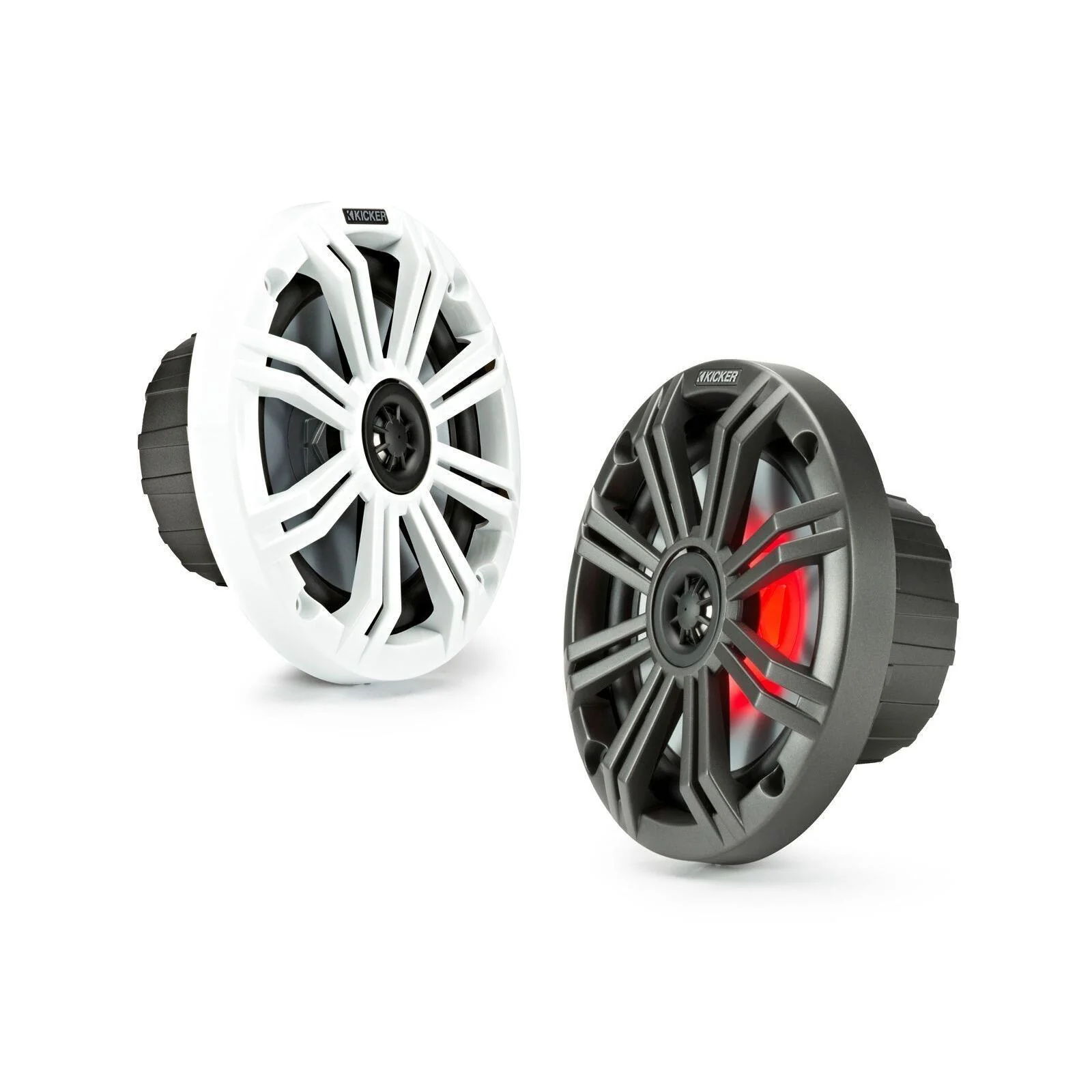 Kicker Marine 45KM654L Speakers KM 6.5" Coaxial White & Charcoal LED Grills - Image 5
