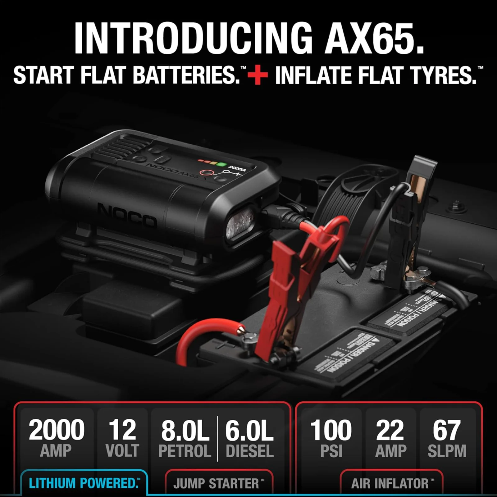 NOCO Boost Air AX65 2000A Jump Starter Battery Booster & 100PSI Air Compressor - Image 2