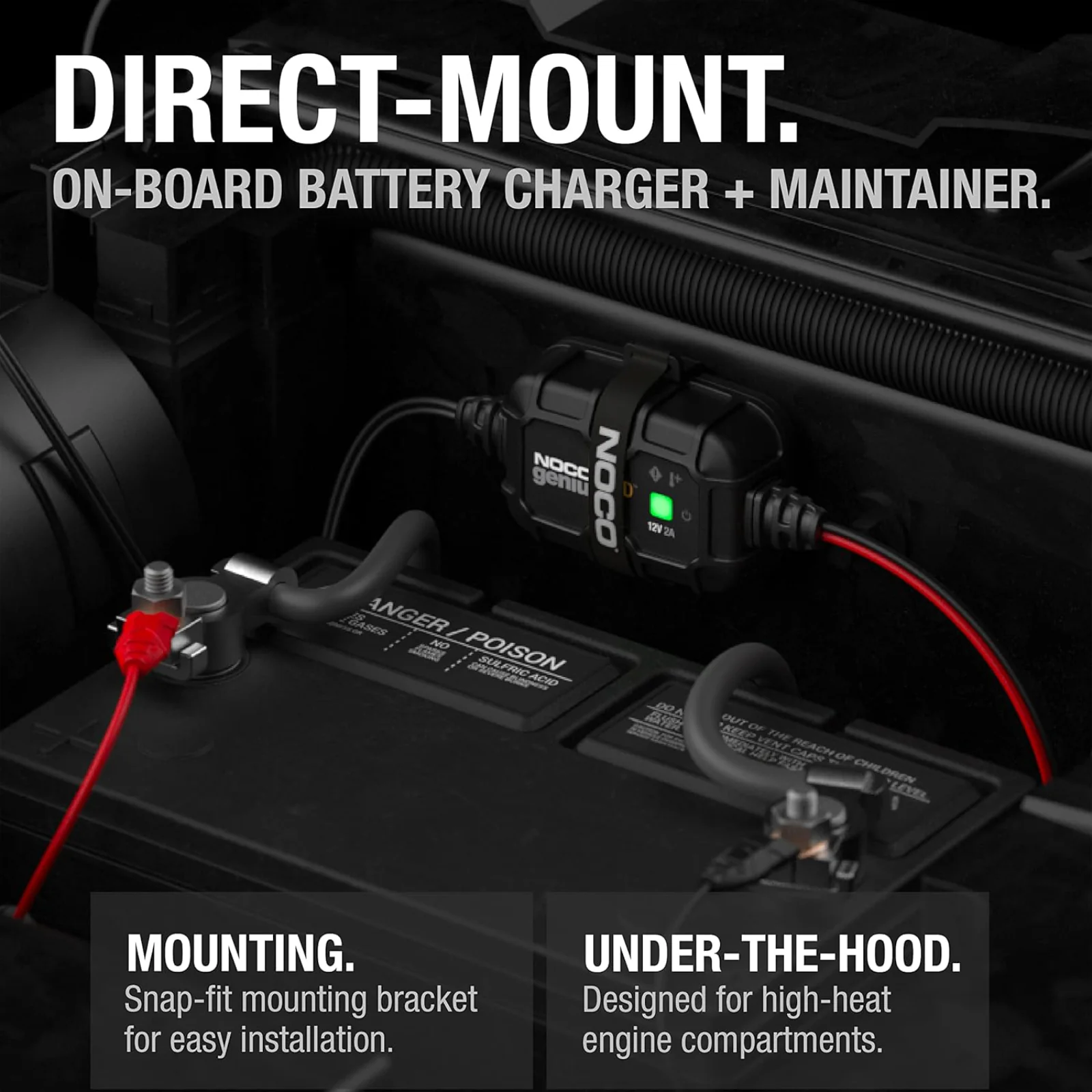 NOCO Genius2D 6V/12V 2A Direct Mount Battery Trickle Charger Maintainer - Image 2
