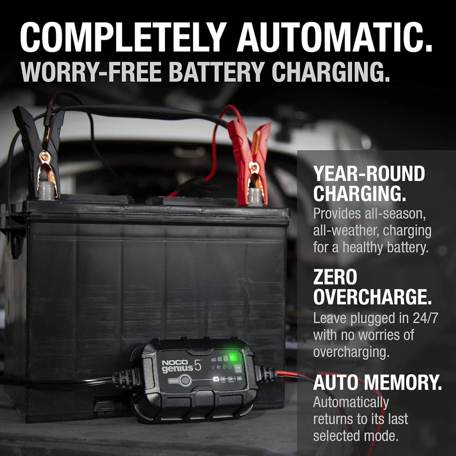 NOCO Genius5 6V/12V 5A Smart Battery Trickle Charger Maintainer Desulfator - Image 5
