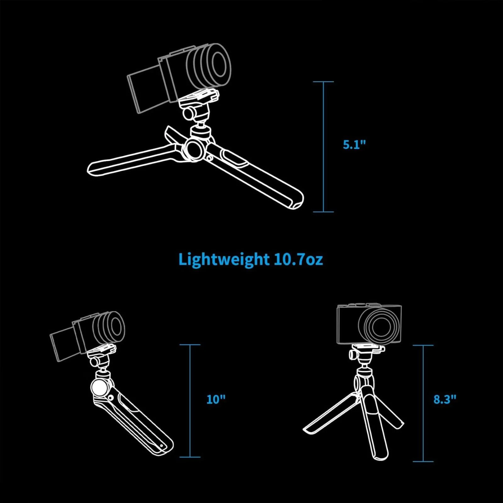 PGYTECH MantisPod 2.0 Mirrorless Camera Travel Vlogging Tripod with Ball Head - Image 11