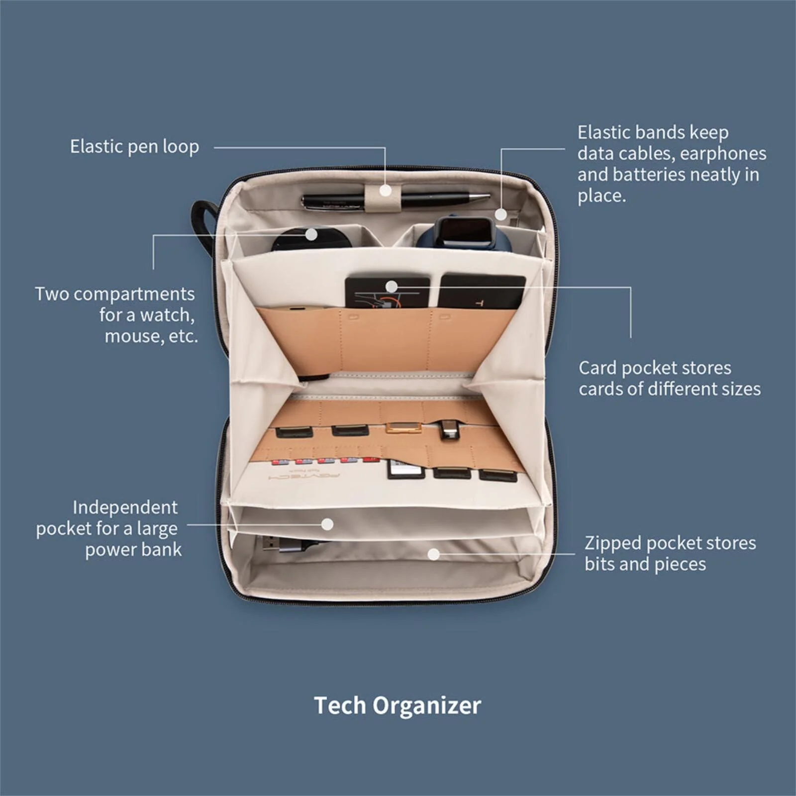 PGYTECH Tech Organizer Travel Pouch Bag for Cables, Chargers & Accessories Black - Image 5
