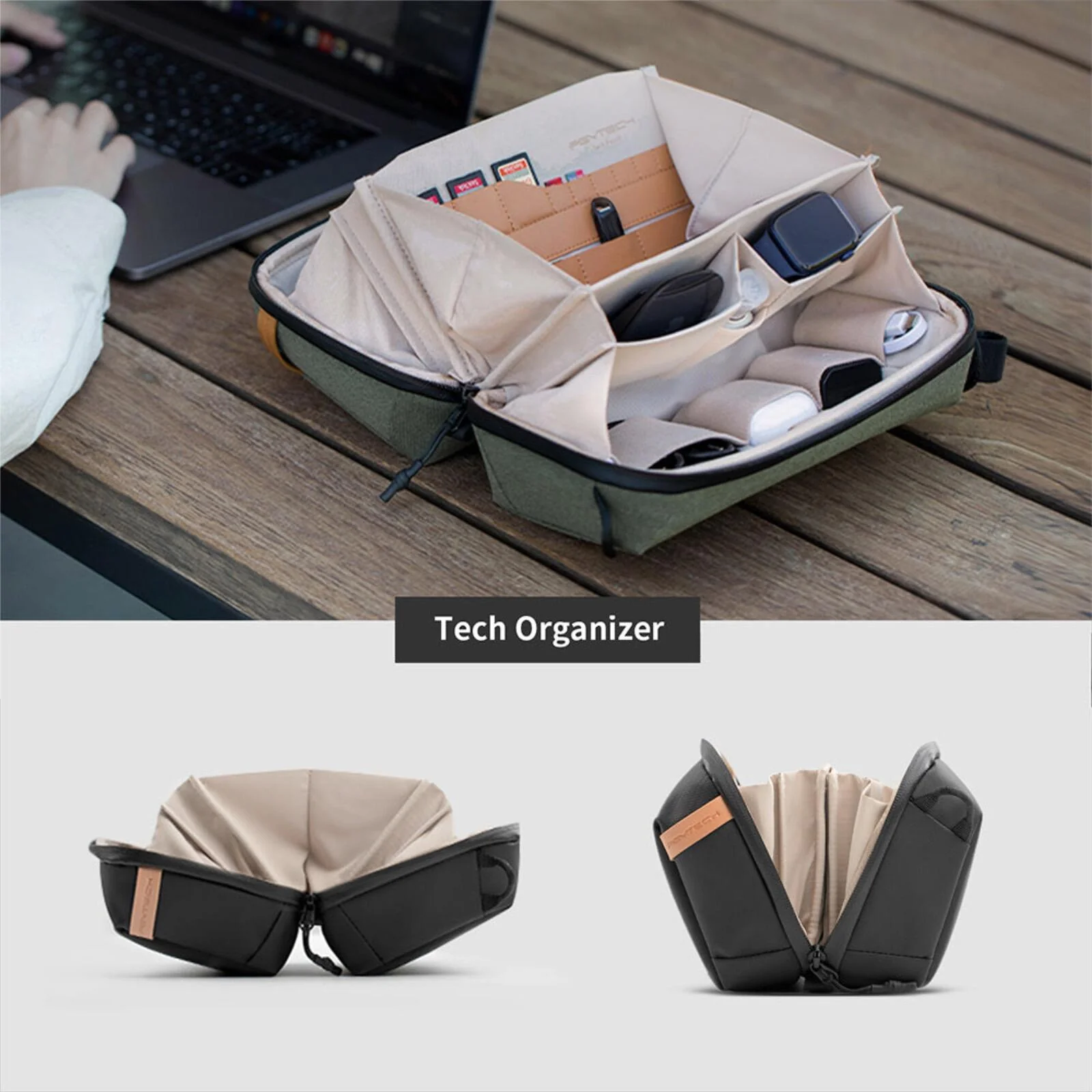 PGYTECH Tech Organizer Travel Pouch Bag for Cables, Chargers & Accessories Grey - Image 3