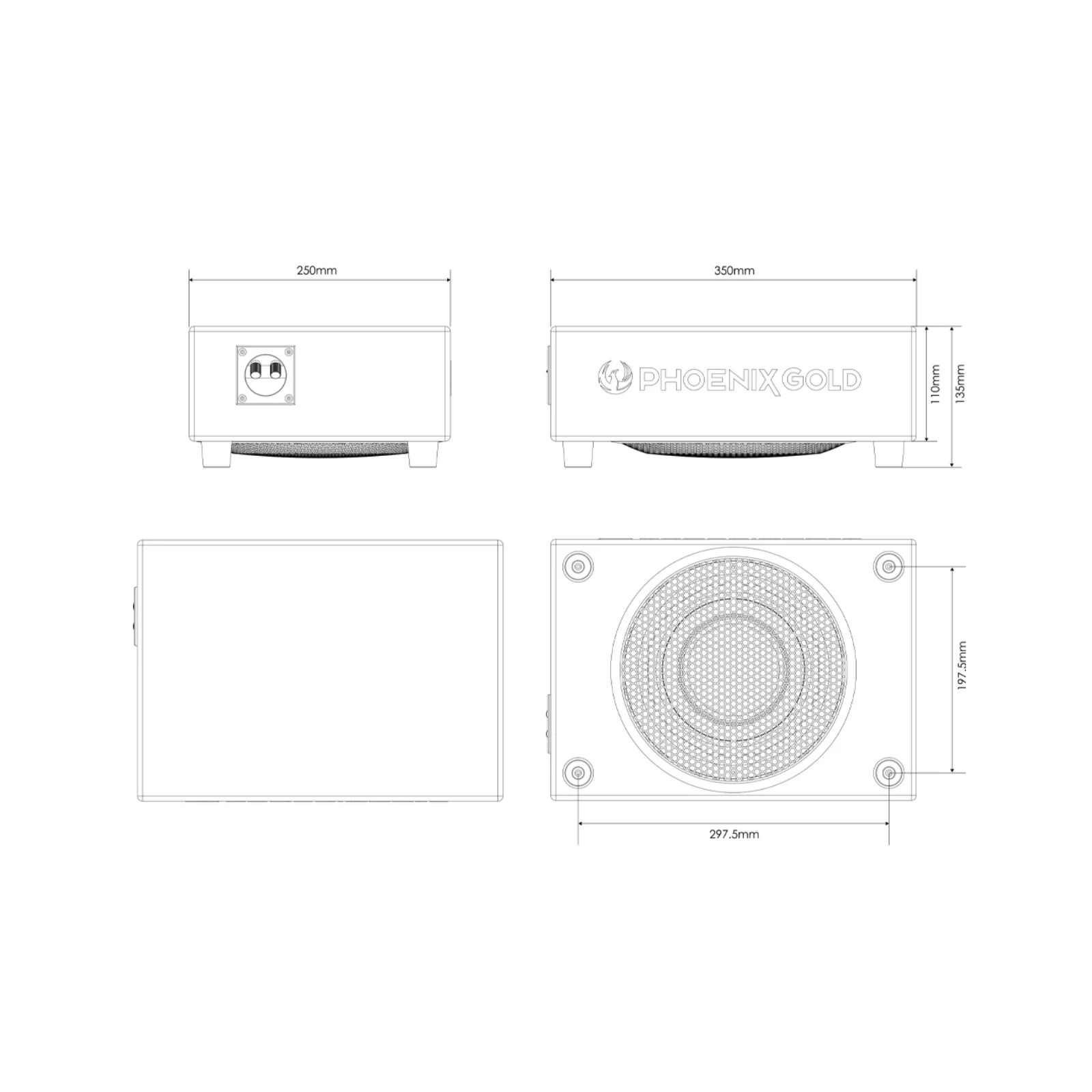 Phoenix Gold ZX18PDF 8 Inch Sub Enclosure Slim Passive Subwoofer Box 250w RMS - Image 6