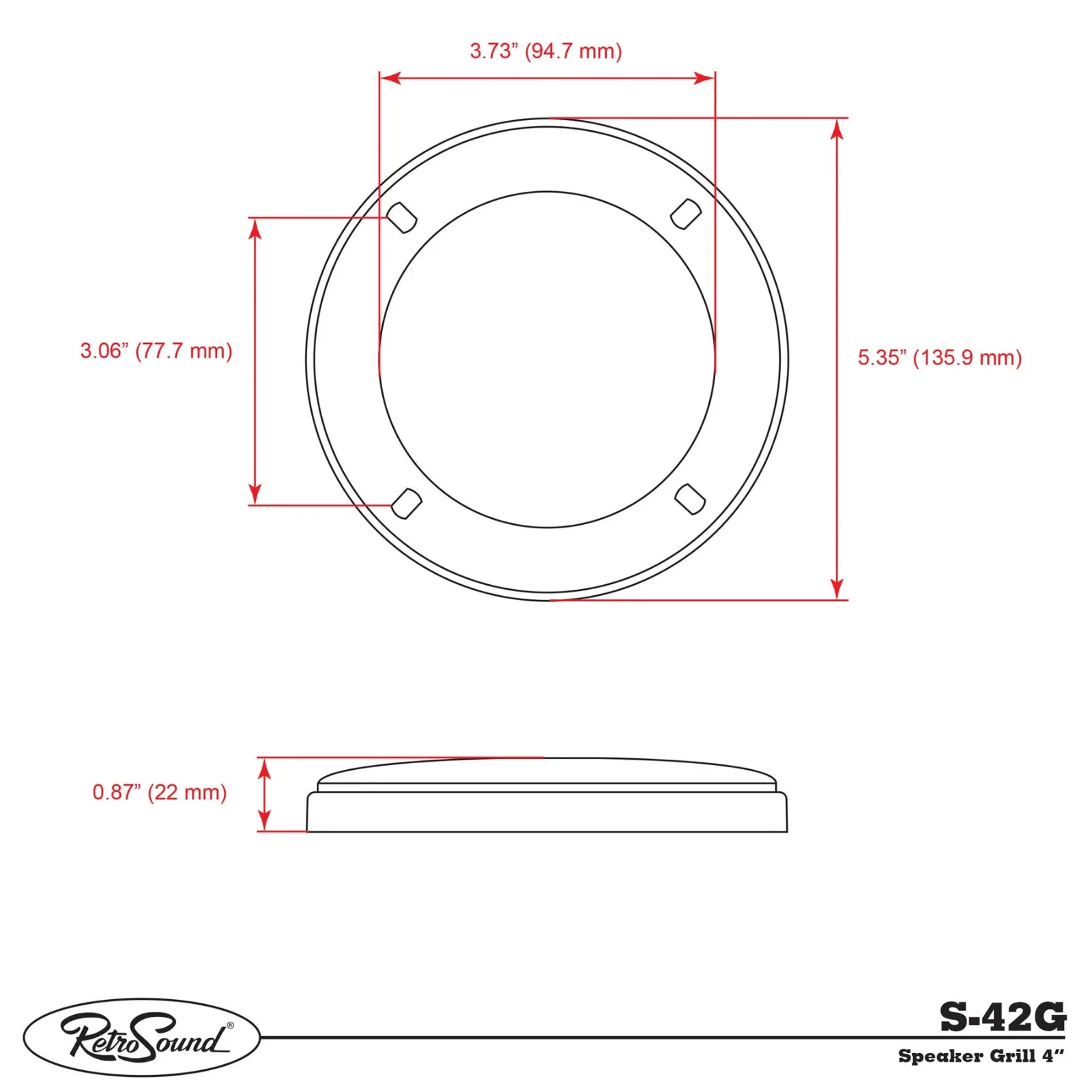 RetroSound 4 Inch Speaker Grills Sold as a Pair Low Key Plain Black Mesh Grill - Image 3