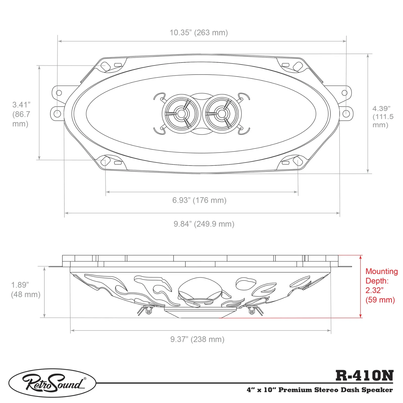 RetroSound Premium Single Triax Speaker 4x10 Inch with Bracket RS-UB1KT 90w RMS - Image 2