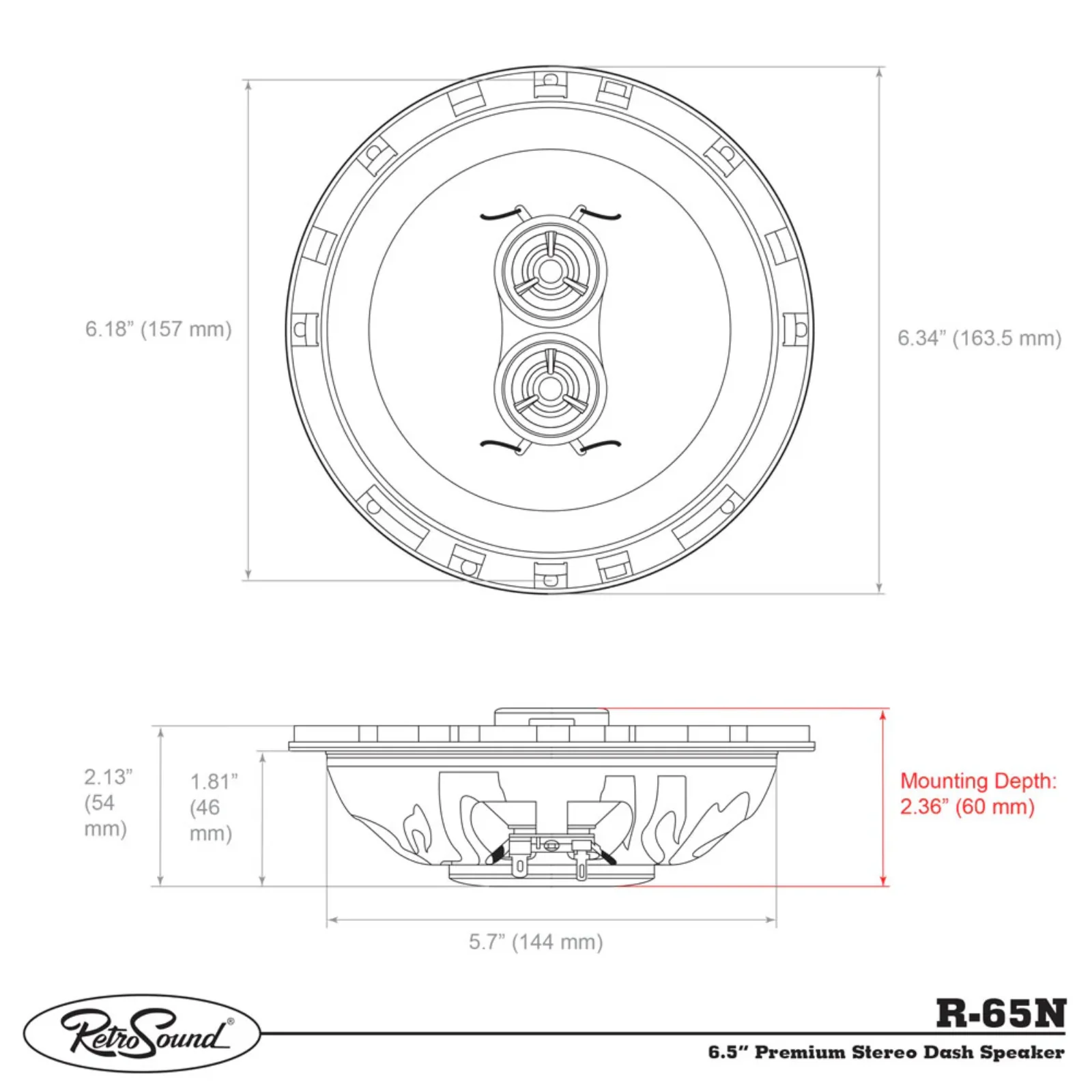 RetroSound Premium Single Triax Speaker 6.5 Inch with Bracket RS-UB1KT 50w RMS - Image 3