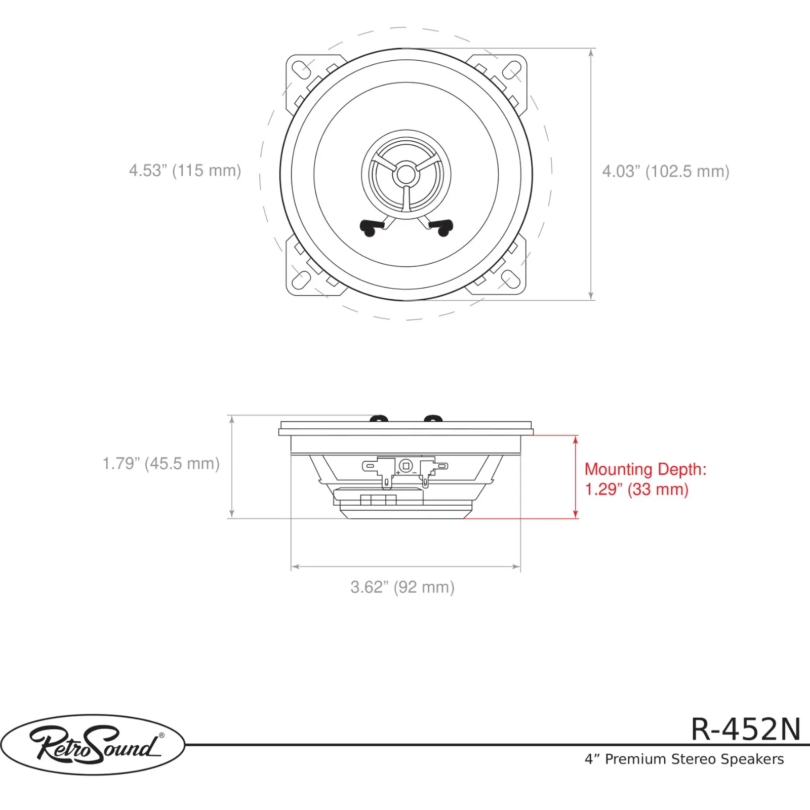 RetroSound Premium Stereo Speakers 4 Inch with Grills Sold as a Pair 30w RMS - Image 5