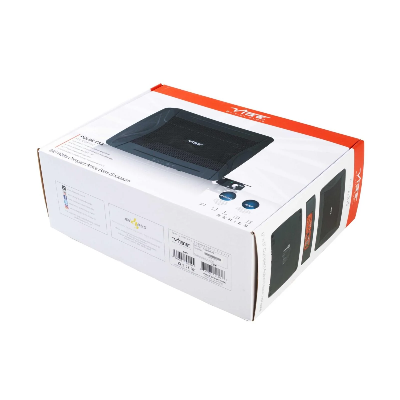 Vibe Pulse PULSEC8A-V4 Compact Active Underseat Bass Enclosure Subwoofer 80w RMS - Image 4