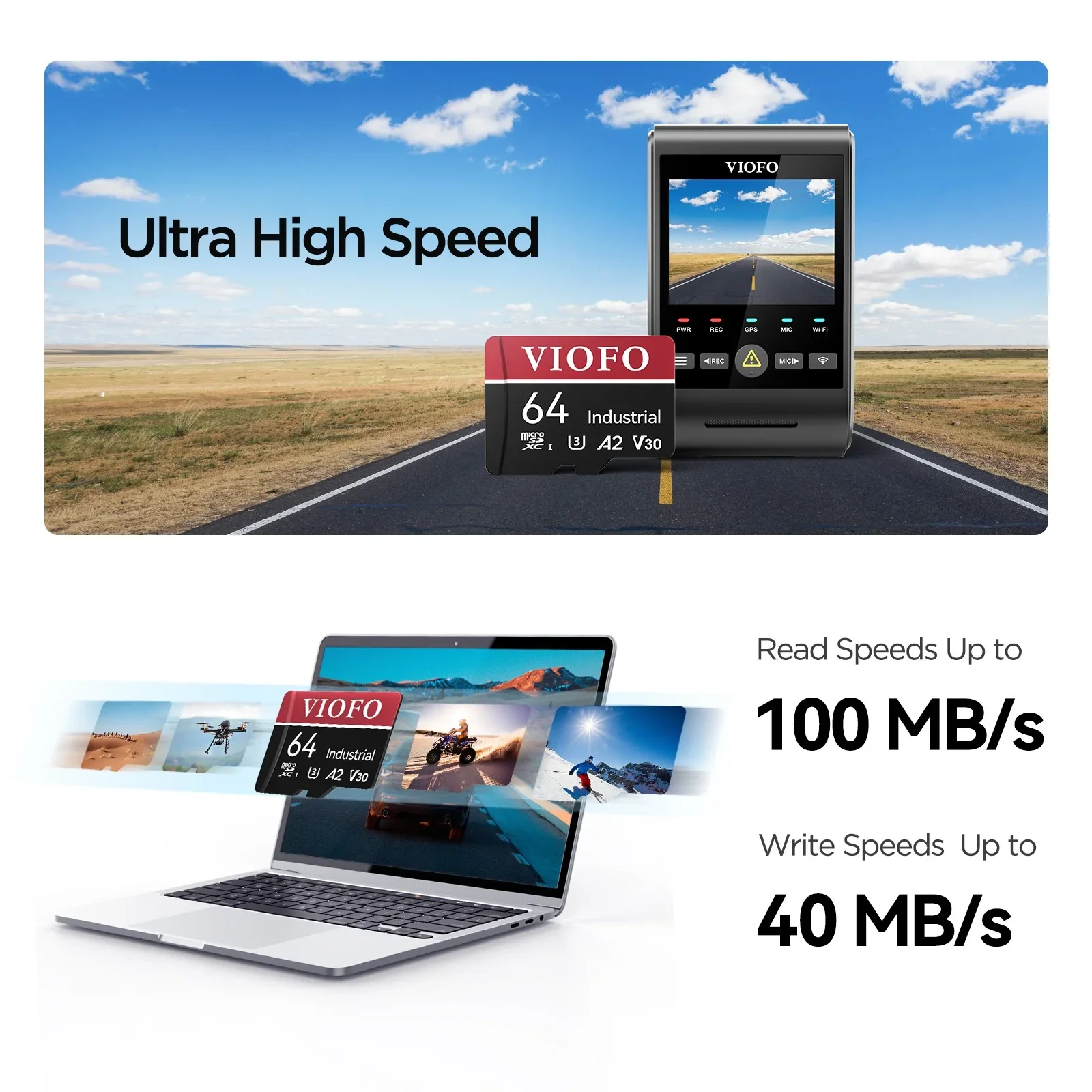 Viofo 128GB Dash Camera MicroSD Card U3 A2 V30 High Speed Endurance Memory Card - Image 3