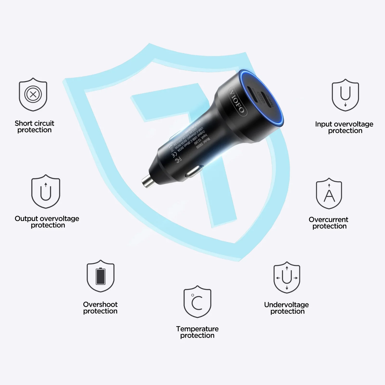 Viofo D6000 Dual USB C Cigarette Car Charger for A329 Series A229 Ultra Dash Cam - Image 5