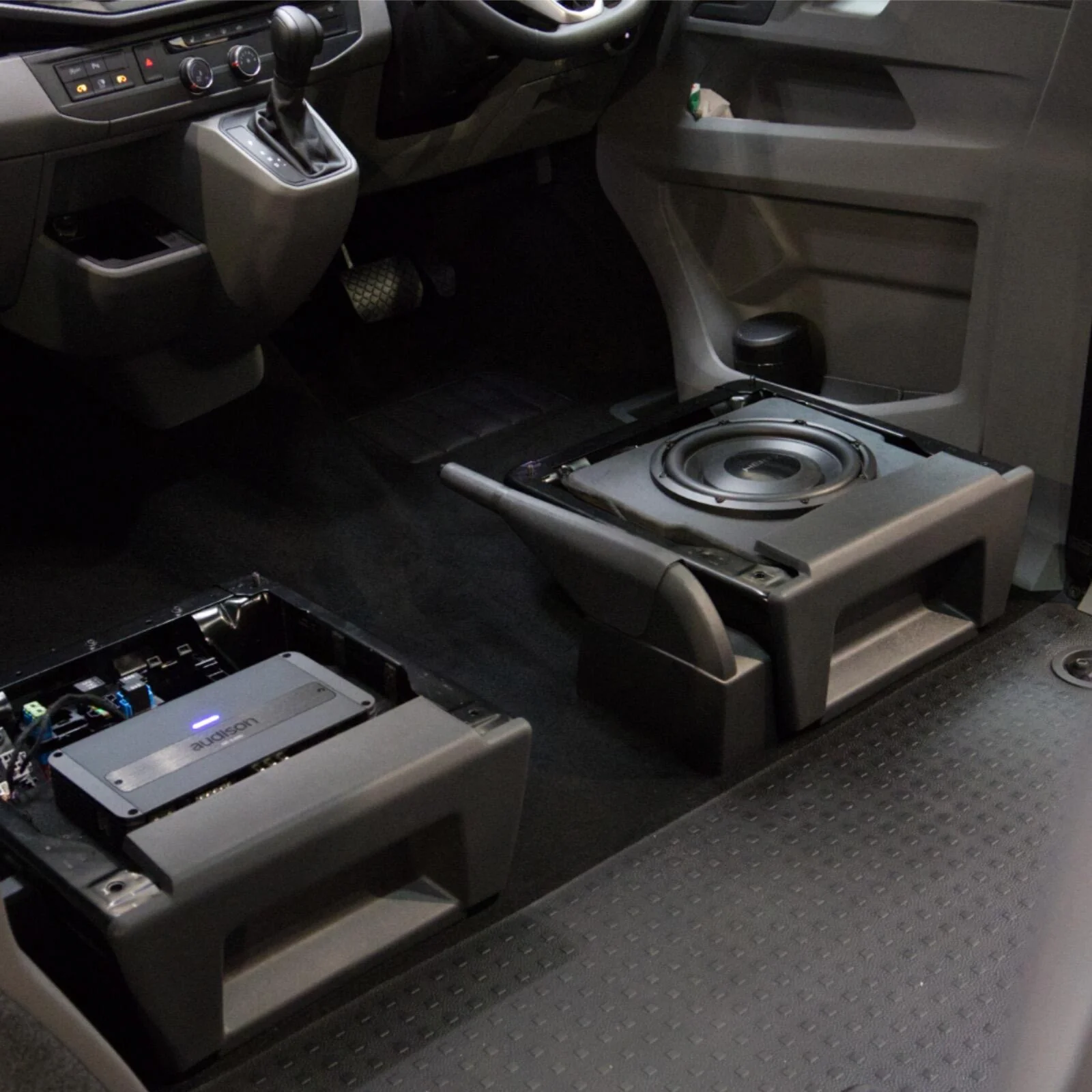 VW Volkswagen Transporter T5 T6 T6.1 Under Seat MDF Sub Box Subwoofer Enclosure - Image 4